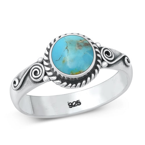 Lhr9130903 Sterling Silver Real Stone Turquoise Ring