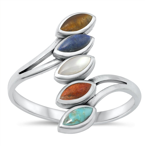 Lhr9131679 Sterling Silver Ring Multi Color Stones