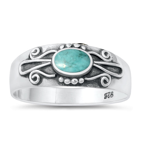 Lhr131681 Sterling Silver Ring Real Turquoise Stone