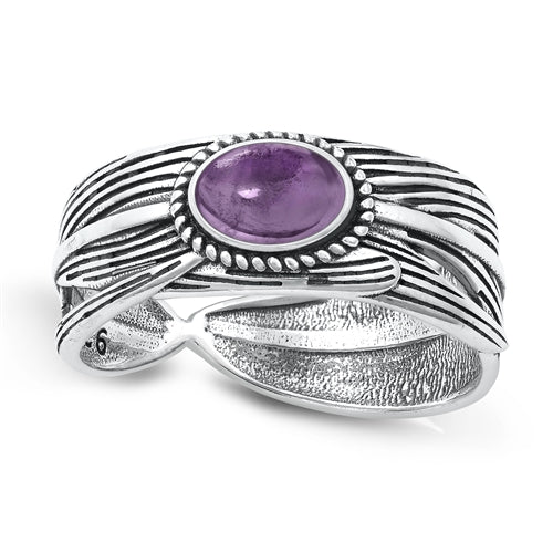 Lhr9131721 Sterling Silver Ring Real Amethyst Stone