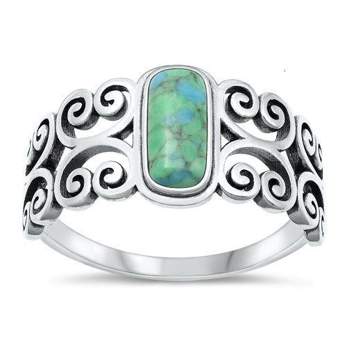 Lhr9131728 Sterling Silver Ring Band Real Turquoise Stone