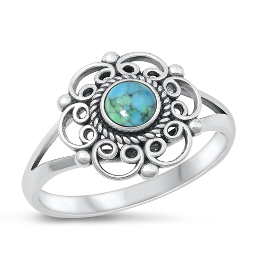 Lhr9131729 Sterling Silver Ring Real Turquoise Stone
