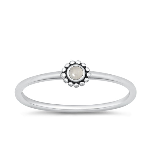 Lhr9151015 Sterling Silver Ring Real Round Flower Moonstone