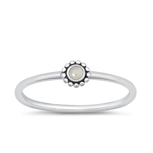 Lhr9151015 Sterling Silver Ring Real Round Flower Moonstone