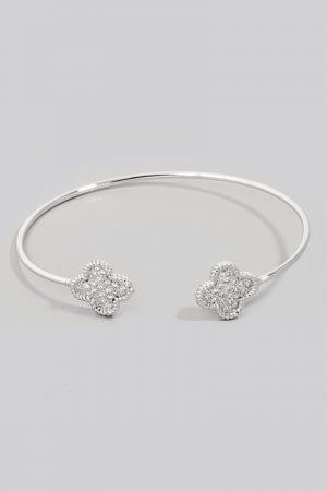 Lhb91669S Fashion Bangle Bracelet Silver Clover Crystal