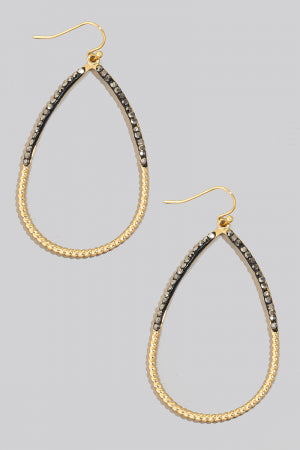 Lhe917474 Fashion Earring Black Studded Dangle Hoop
