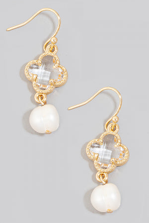 Lhe91753 Fashion Clover Earring Dangle Pearl