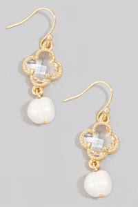 Lhe91753 Fashion Clover Earring Dangle Pearl