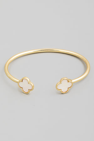Lhb91903 Fashion Bracelet Open Bangle White Clover 3 assorted colors