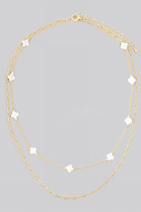 Lhn92000 Fashion Necklace Double Chain & White Clover