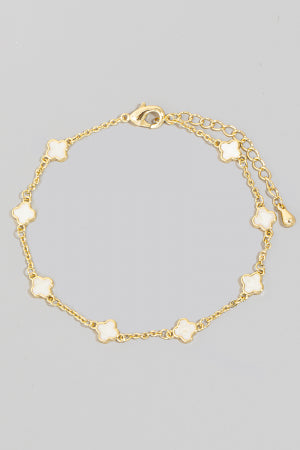 Lhb92154 Fashion Bracelet Gold Dipped White Clover