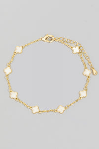 Lhb92154 Fashion Bracelet Gold Dipped White Clover