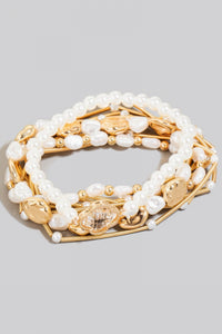 Lhb92215 Fashion Bracelet Multi Pearls & gold