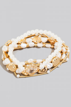 Lhb92215 Fashion Bracelet Multi Pearls & gold