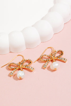 Lhe928404 Fashion Earring Bow Cubic Zirconia & Pearl