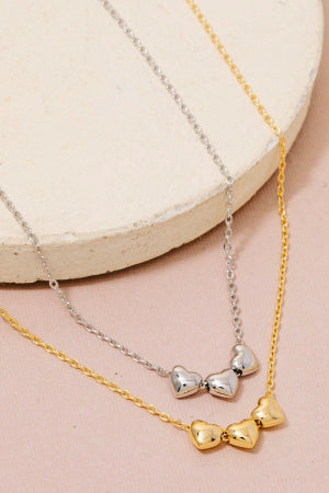 Lhn9303 Fashion Necklace Hearts Gold & Silver