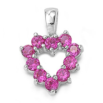 Lhp9313385 Sterling Silver Pink Heart Cz Necklace 18