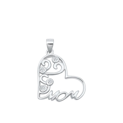 Lhp9318605 Sterling Silver Mom Heart Necklace 18'' Chain