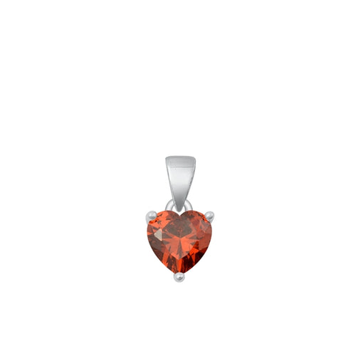 Lhp9318609Garnet  Sterling Silver Heart Pendant +Chain 18'' 14 Colors Available