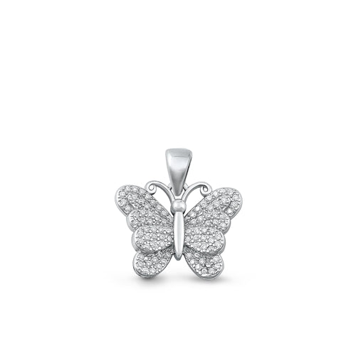 Lhp9318674 Sterling Silver Butterfly  Necklace Pave Cz Stones