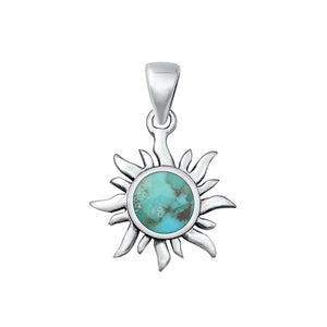 Lhp9338796 Sterling Silver Sun Pendant Real Turquoise Stone