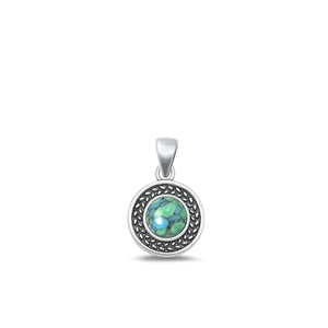 Lhp9338873 Sterling Silver Pendant Real Turquoise Stone  18'' chain
