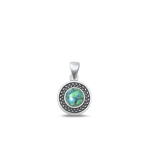 Lhp9338873 Sterling Silver Pendant Real Turquoise Stone  18'' chain
