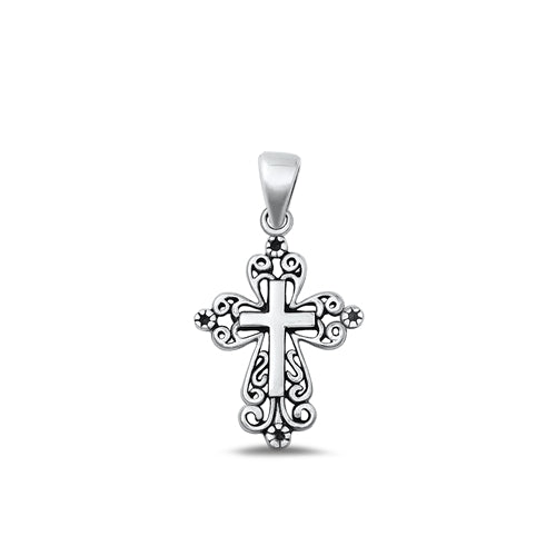 Lhp9340495 Sterling Silver Plain Filagree Cross & 18'' Chain