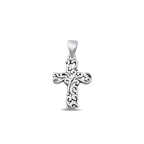 Lhp9349182 Sterling Silver Filagree Plain Cross 18'' Chain