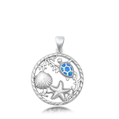 Lhp9351094 Sterling Silver Pendant Turtle & Sea Life