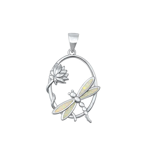 Lhp9351118 Sterling Silver Pendant Dragonfly & Orchid 18'' chain