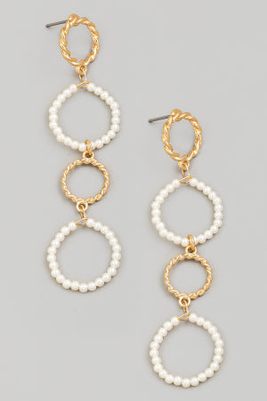 Lhe93669 Fashion Earring Circle Pearl Gold Drops