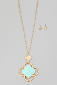 Lhn93763 Fashion Necklace Clover Drop Mint