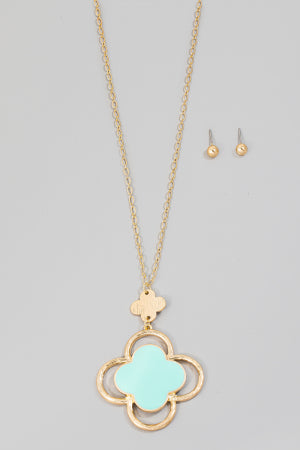 Lhn93763 Fashion Necklace Clover Drop Mint