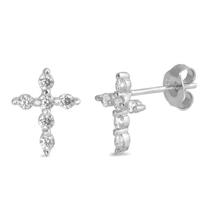 Lhe9411233 Sterling Silver Earring Cross Cz Stones