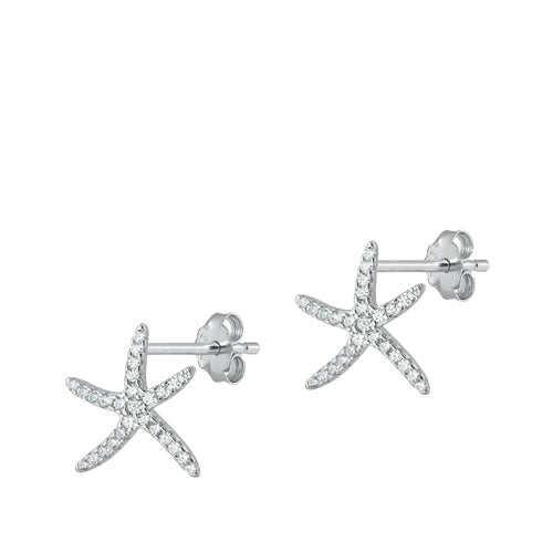 Lhe9411508 Sterling Silver Star Fish Earring Cz