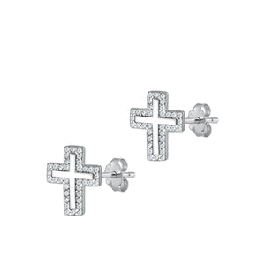 Lhe9411514 Sterling Silver Cross Earring Cz