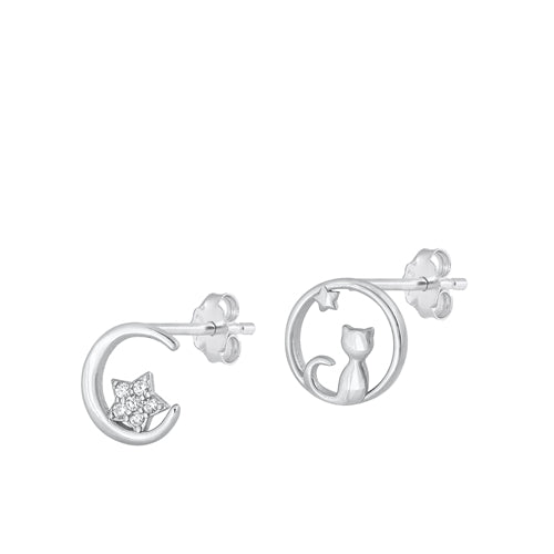 Lhe9411530 Sterling Silver Earring Cat in the Moon