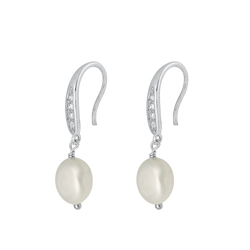 Lhe9411713 Sterling Silver Pearl Drop Cz Earring