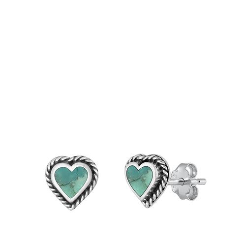 Lhe9430769 Sterling Silver Heart Earring Real Turquoise Stone
