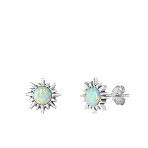 Lhe9430814 Sterling Silver Earring Lab Opal Sun