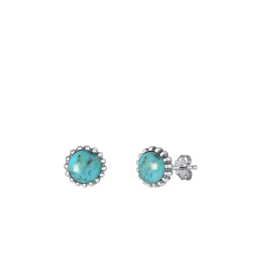 Lhe9430816 Sterling Silver Earring Round Turquoise