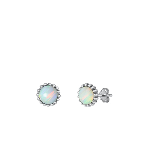 Lhe9430816 Sterling Silver Earring Round Lab Opal