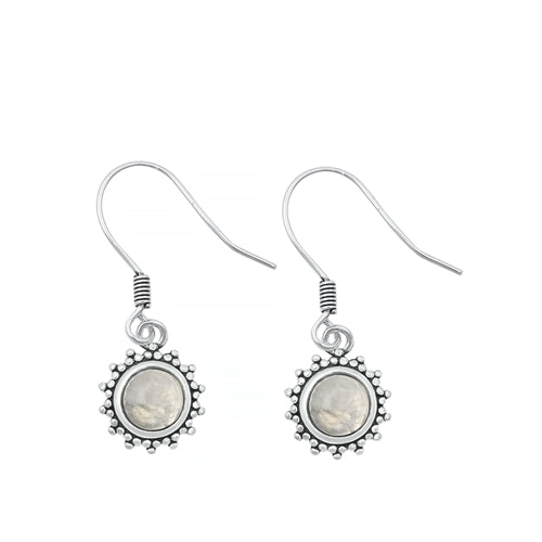 Lhe4308319 Sterling Silver Genuine Moonstone Round Earring Bali Style