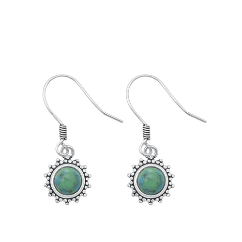 Lhe4308319 Sterling Silver Genuine Turquoise Round Earring