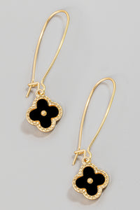 Lhe94388 Fashion Earring White Clover & Black