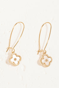 Lhe94388 Fashion Earring White Clover & Black