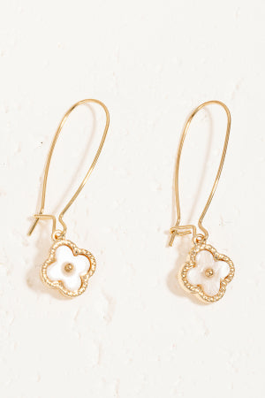 Lhe94388 Fashion Earring White Clover & Black