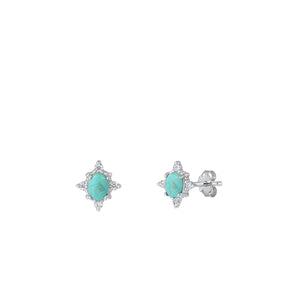 Lhe9451174 Sterling Silver Earring Oval Stone & Cz