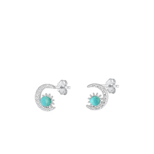 Lhe9451185 Sterling Silver  Earring Moon & Star Stone